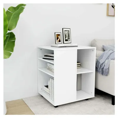 Produktbild von Rollcontainer für das Büro mit Rollen, Aktenschrank und Druckertisch in Weiß, 60x53x72 cm aus Holzwerkstoff