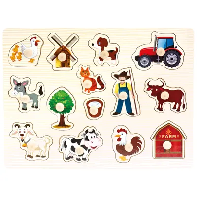Obrázok produktu pre Bino Drevené puzzle farma 14 kusov