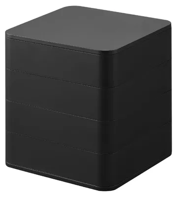 Imagen del producto de Yamazaki, caja organizadora para joyería, diseño minimalista, 4 niveles, color negro