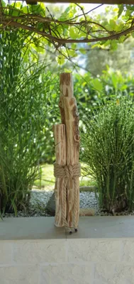 Produktbild von Maritime Windlichtsäulen 3er Set - Naturholz Dekoration für Haus und Garten 90cm
