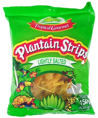 Produktbild von Tropical Gourmet Plantain Chips Strips leicht gesalzen 150g