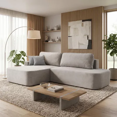 Produktbild von BEAUTYSOFA | Schlafsofa L-Form GAVI Beige - Ecksofa mit Schlaffunktion und Bettkasten – Modernes Sofa mit Ottomane Links
