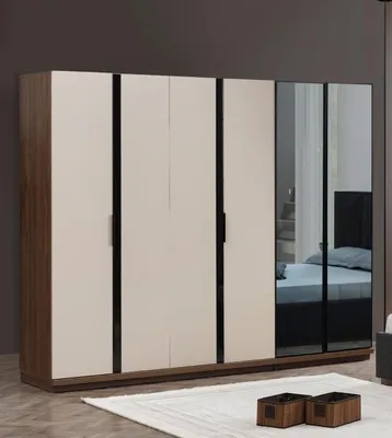Image de Armoire de chambre à coucher Armoire en bois Beige Moderne Grande