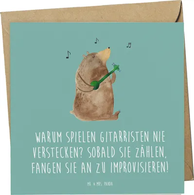 Produktbild von Mr. & Mrs. Panda Glückwunschkarte Gitarre Improvisation - Meeresbrise - Geschenk, Lernen, Liebe, Musikinstrument, doppelkarte, Grußkarte, Instrument, Klappkarte, Musik