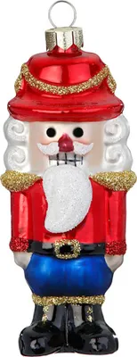 Produktbild von Christbaumschmuck Glas 9cm Nussknacker Figur Rot / Blau