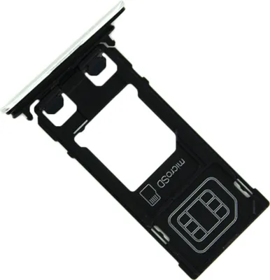 Produktbild von Sony Xperia XZ (F8331) Single SIM Kartenhalter und Micro-SD Card Fach, Original Ersatzteil, Silberfarben
