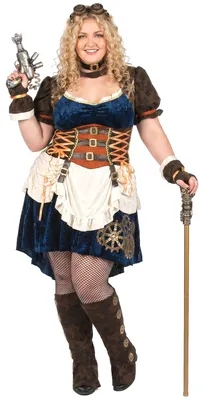 Produktbild von Plus-Size Steampunk-Kostüm für Damen beige - XL (44/46), KI-generiertes Bild
