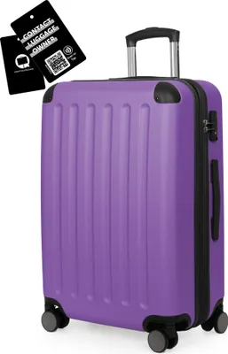 Produktbild von HAUPTSTADTKOFFER Spree - Reisekoffer 65cm erweiterbar + digitaler Gepäckanhänger Kofferschild, Hartschalen-Koffer Hardcase Luggage ABS -TSA - 74L ,Lila