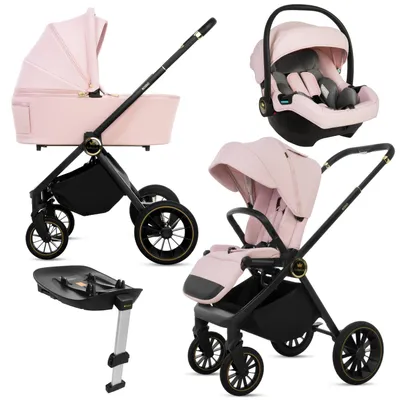 Zdjęcie produktu dla BabyLux® Wielofunkcyjny Wózek Dziecięcy 4w1 ROSSO, Kolor Różowy, Gondola, Spacerówka, Fotelik Samochodowy, Baza, Akcesoria Lekki Kompaktowy