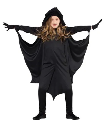 Produktbild von Fledermaus Kostüm für Kinder – 120 cm – Halloween Umhang mit Handschuhen – Fledermaus-Kostüm – Karnevalskostüm – für Halloween, Mottoparty – Schwarz