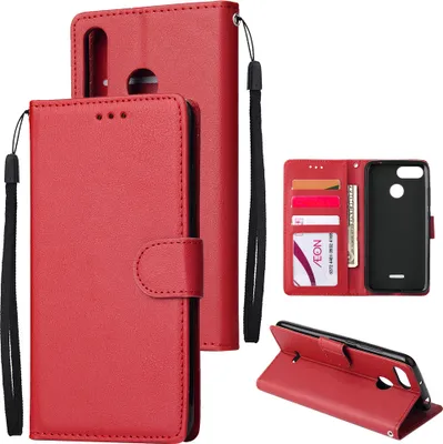 Produktbild von Für HUAWEI P30 lite/nova 4E Flip-Typ Leder Schutzhülle mit 3 Kartenposition Schnalle Design Abdeckung rot