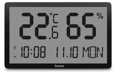 Immagine prodotto di Hama Thermometer und Hygrometer Lombok, digital, für innen, Schwarz (00222232)