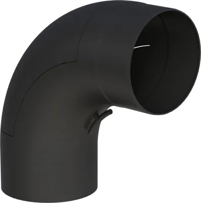 Produktbild von Ø 150 mm Ofenrohr Bogen 90° gezogen - mit Tür - schwarz