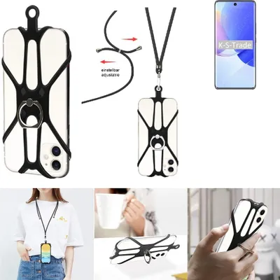 Produktbild von K-S-Trade 3in1 Handykette Handyband Handykordel Halsband Smartphone-Ring Handy-Ring kompatibel mit Huawei nova 9 Fingerhalterung Handyring