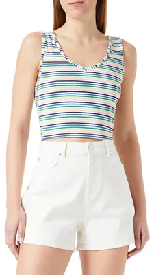 Produktbild von LTB Jeans Damen Top Nonata Kurzarm - Top Damen Sommer aus 100% Baumwolle Gestreift - Mehrfarbig Größe XS