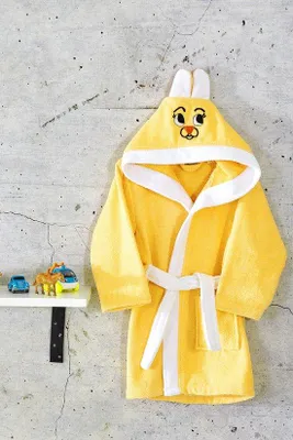 Produktbild von Sns Kinderbademantel mit Hasenkapuze Baumwolle Gelb Weiß 9-10 Jahre