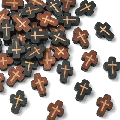 40 Holzkreuzperlen, 2 Farben, für DIY-Schmuck