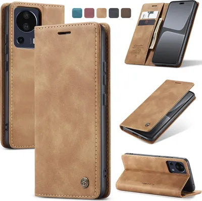 Produktbild von Xiaomi 13 Lite Hülle, Retro Kunstledertasche mit Standfunktion Schutzhülle für Xiaomi 13 Lite Braun