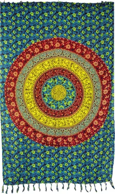 Produktbild von Bali Sarong, Wandtuch, Wickelrock, Sarongkleid - Türkis/rot/gelb, Uni, Viskose, 160*110*0,5 cm, Sarongs & Tücher