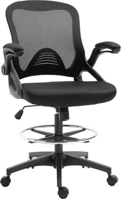 Produktbild von Bürosessel, Schreibtischstuhl, Stehfunktion, mit Fußablage, drehbarer Sitz, Stahl, schwarz, 64 x 60 x 106-126cm