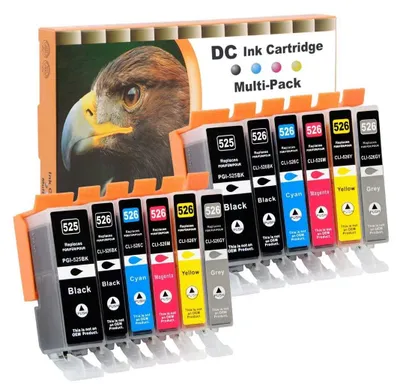 Immagine prodotto di Cartucce compatibili D&C 12 confezioni, compatibili con Canon PGI-525 CLI-526, per stampanti Canon Pixma MG5250, MG5300, MG5340, MG5350, MG6250, MG8150, MG8250, MX885, MX895, IP4840, IP4850, IP4900, MG5140, MG5150, MG5240, MX710, MX715, MG6100