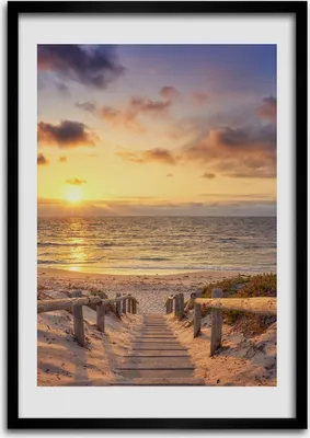 Produktbild von Bild - Bilderrahmen - Foto - 70 cm x 100 cm - MDF - Rahmen - Wandkunst - Weg zum Strand