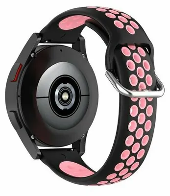 Produktbild von By Qubix passend für Garmin Venu / Sq / Sq2 / 2 plus - Silikon Sportarmband mit Schnalle - Schwarz + Rosa