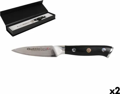 Obrázek produktu pro Nůž Quttin Damascus černý stříbrný z nerezové oceli 9 cm (2 kusy)
