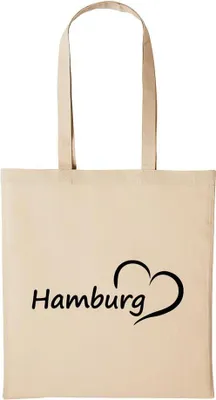 Produktbild von Huuraa Baumwollbeutel Hamburg Geschenk Einkaufstasche Natural 10 Liter Baumwolle Hamburg Accessoire
