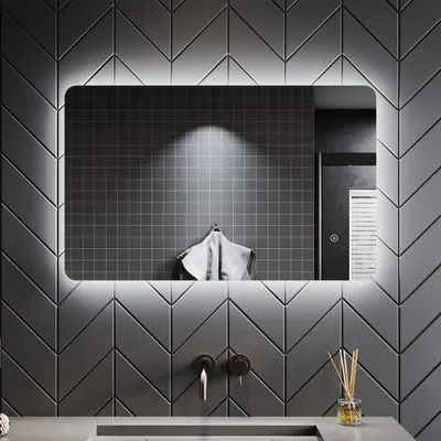 Obrázek produktu pro SUNXURY 80 x 50 cm osvětlené zrcadlo studené bílé koupelnové zrcadlo nástěnné zrcadlo s dotykovým spínačem IP44 úspora energie a ochrana životního prostředí