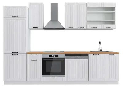 Produktbild von Küchenzeile Vicco Fame-Line Weiß Landhaus/Weiß 300 cm , AP Eiche, Model 42346