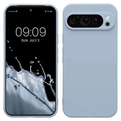 Produktbild von kwmobile Handyhülle für Google Pixel 9 Pro XL Hülle - weiches Handy Silikon Case - Schutzhülle Cover - Hellblau matt
