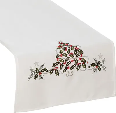 Produktbild von MARKIZETA Weihnachtsläufer Tischläufer Tischdecke weiß 40x140 cm Tannenbaum Weihnachten
