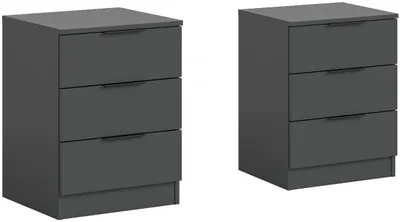 Image de Kopenhagen table de nuit 2 x 3 tiroirs anthracite.