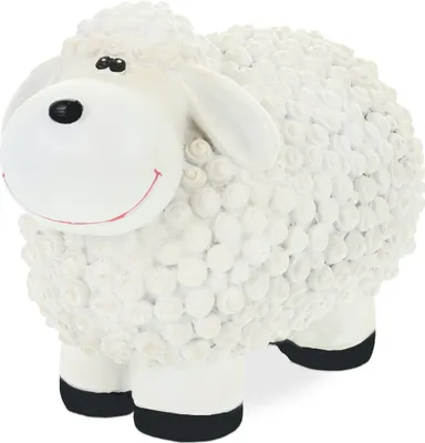 Image de Relaxdays - Figurine de jardin « Mouton », figurine décorative résistante aux intempéries, en polyrésine, dimensions : 16 x 21 x 12,5 cm, mouton décoratif pour l'intérieur et l'extérieur, blanc