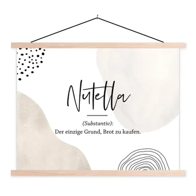 Produktbild von MuchoWow® Textilposter Sprichwörter - Nutella - Wörterbuch - Zitate - Nutella Definition 40x30 cm mit holzfarbenen Rahmen - Bilder