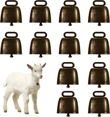 Obrázok produktu pre 12 kusov ručne vyrobených kovových zvončekov na pastvu pre kozy – vintage mini model medeného zvončeka