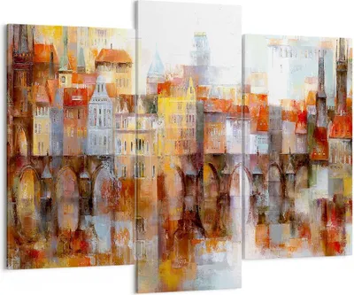 Produktbild von Bild auf Leinwand - Leinwandbild - Stadt Mietshaus - 130x100cm - Wand Bild - Wanddeko - Wandbilder - Leinwanddruck - Bilder - Kunstdruck - Wanddekoration - Leinwand bilder - Wandkunst - CB130x100-3476
