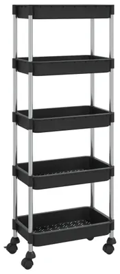 Obrázok produktu pre vidaXL Kuchynský vozík 5 políc čierny 42x29x128 cm Železo a ABS