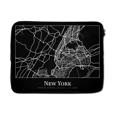 Produktbild von MuchoWow® Laptop Hülle 17 Zoll Laptoptasche Karte - New York - Stadtplan - Karte - Zipper - Schutzabdeckung
