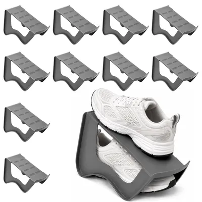 Schuhstapelhilfe, 10 Stück, platzsparend, antislip, grau