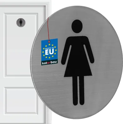 Produktbild von KOTARBAU® WC Schild ⌀ 7 cm Edelstahl Rund Schild Silber Damen-Piktogramm Gäste WC Türschilder WC Deko Toilettenschild WC Türschild WC Schild Selbstklebend Türschild WC Aufkleber Tür