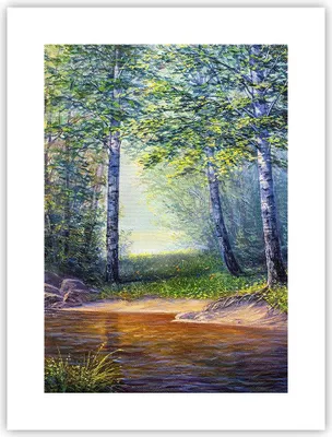 Produktbild von Poster - Poster ohne Rahmen - Wiese Wasser Baum - 30x40 cm - Wand Bild - Wanddeko - Wandbilder - Kunstposter - Wandposter - Bilder - Kunstdruck - Wanddekoration - Wandbild - P2XPA30x40-4063