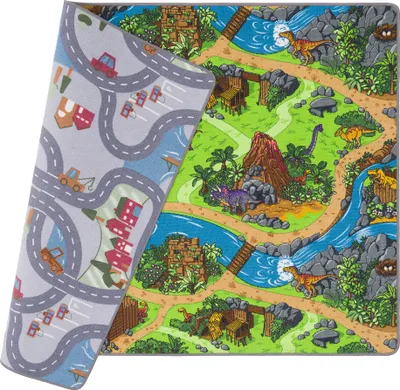 Produktbild von Kinder Straßenteppich Beidseitig Fun Town Dinowelt, Größe:200x300 cm