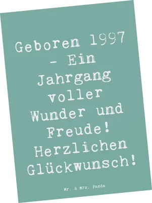Produktbild von Mr. & Mrs. Panda Ansichtskarte Spruch 1997 Geburtstag - Meeresbrise - Geschenk, Geboren, Fotokarte, Postkarten, besonderer Jahrgang, Postkarte, Happy Birthday, Grußkarte