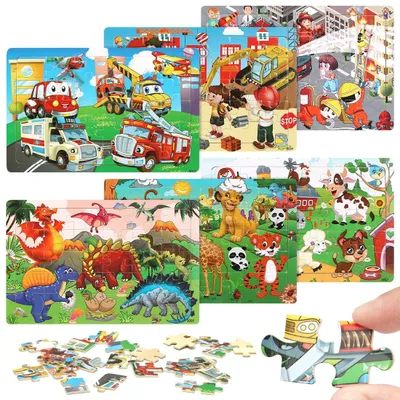 Immagine prodotto di Puzzle in legno per bambini - Set da 6, con 30 pezzi ciascuno - Giocattolo educativo