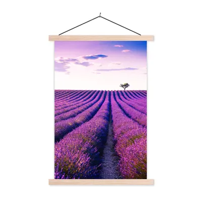 Produktbild von MuchoWow® Textilposter Lavendel - Bäume - Lila - Blumen 40x60 cm mit holzfarbenen Rahmen - Poster