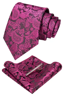 Productafbeelding van Elegante Mannenstropdas met Pochet en Stropdasspeld, Roze Paars