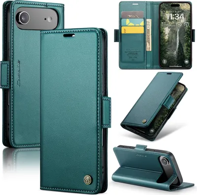 Obrázek produktu pro Pouzdro pro iPhone Air, RFID Blokování Karet, Pokročilé Flip Kožené Pouzdro s Funkcí Stojánku zelené
