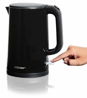 Produktbild von Cloer 4320 Wasserkocher 1,5 L,1500 W, Edelstahlbehälter & Deckel, automatische Abschaltung, Überhitzungsschutz, Einhandbedienung, Füllmengenmarkierung innen, Kontrollleuchte, Kunststoffgehäuse schwarz